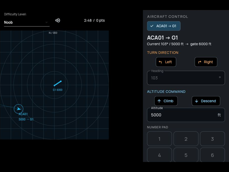 Air Traffic Controller game in progress